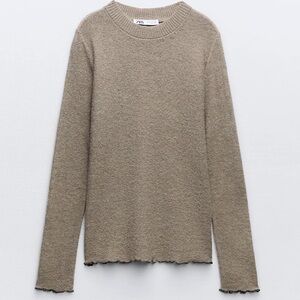 Zara Rolled Finish Knit Sweater Tan Ref 0014/111. Size XL